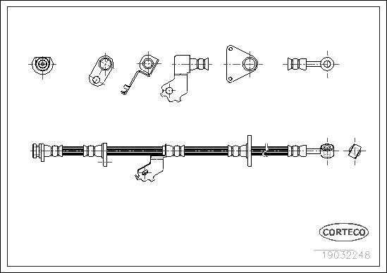 CORTECO Bremseslange 19032248 venstre foraksel for HONDA ROVER