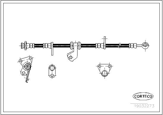 CORTECO Bremseslange 19032273 højre foraksel for HONDA ROVER