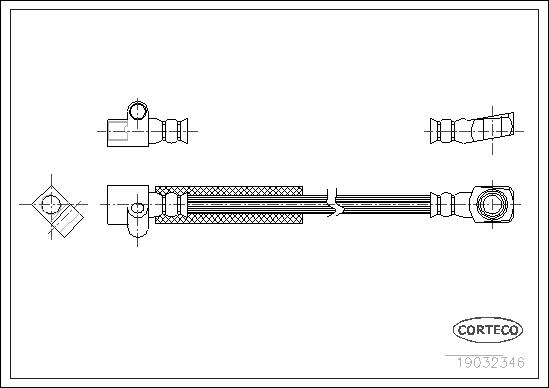 CORTECO Bremseslange 19032346 venstre foraksel for VAUXHALL
