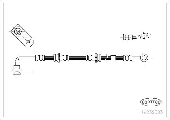 CORTECO Bremseslange 19032383 venstre foraksel for SUZUKI