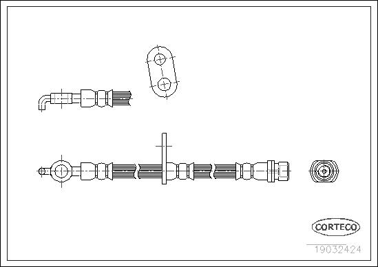 CORTECO Bremseslange 19032424 højre foraksel for TOYOTA