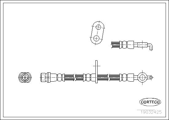 CORTECO Bremseslange 19032425 venstre foraksel for TOYOTA