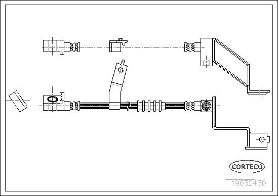 CORTECO Bremseslange 19032430 venstre foraksel for CHRYSLER