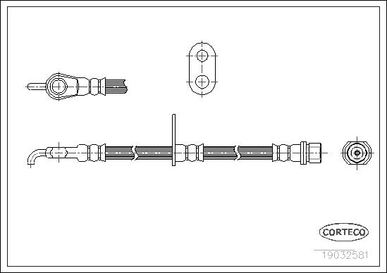CORTECO Bremseslange 19032581 venstre foraksel for TOYOTA