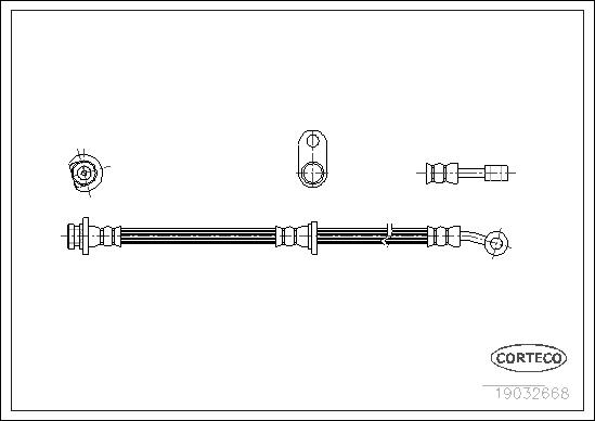 CORTECO Bremseslange 19032668 højre foraksel for HONDA