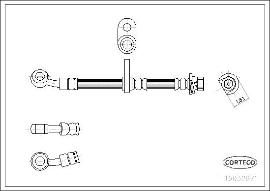 CORTECO Bremseslange 19032671 venstre foraksel for HONDA