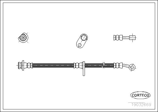 CORTECO Bremseslange 19032669 højre foraksel for HONDA