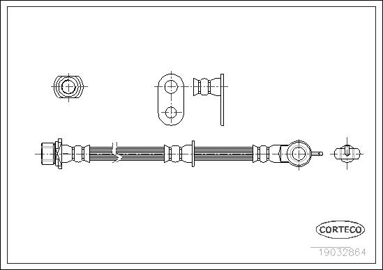 CORTECO Bremseslange 19032864 venstre foraksel for TOYOTA