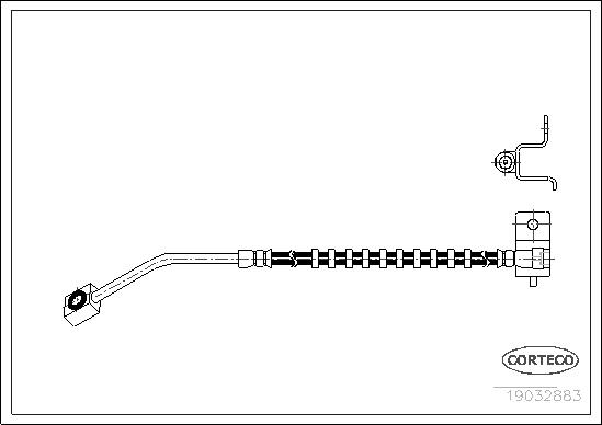 CORTECO Bremseslange 19032883 venstre foraksel for CHRYSLER