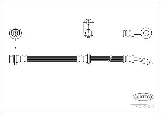 CORTECO Bremseslange 19032887 Bagaksel venstre for HONDA