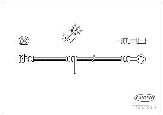 CORTECO Bremseslange 19032889 venstre foraksel for HONDA