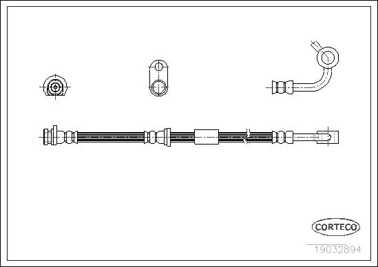 CORTECO Bremseslange 19032894 venstre foraksel for HONDA