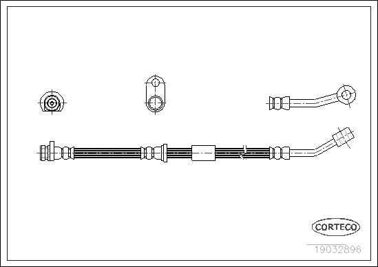 CORTECO Bremseslange 19032896 højre foraksel for HONDA