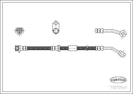 CORTECO Bremseslange 19032897 venstre foraksel for HONDA