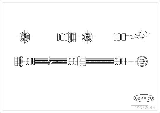 CORTECO Bremseslange 19032943 foraksel for SUBARU