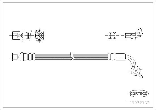 CORTECO Bremseslange 19032952 foraksel for TOYOTA