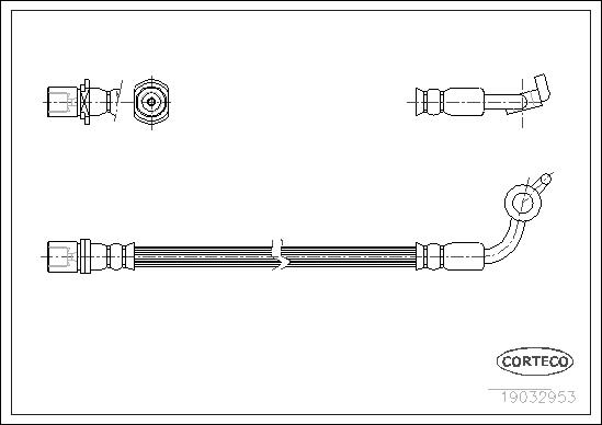 CORTECO Bremseslange 19032953 højre foraksel for TOYOTA