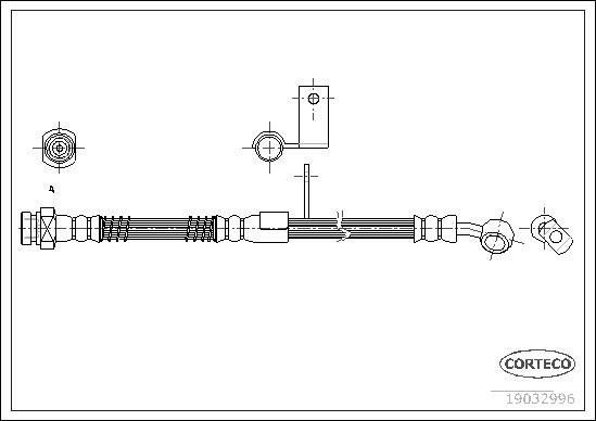 CORTECO Bremseslange 19032996 foraksel for HYUNDAI