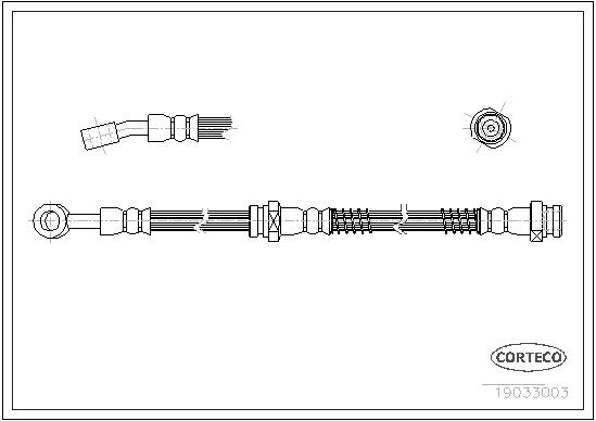 CORTECO Bremseslange 19033003 venstre foraksel for HYUNDAI