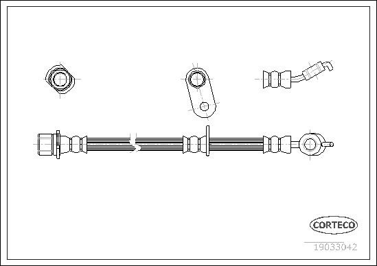 CORTECO Bremseslange 19033042 foraksel for SUBARU