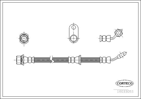 CORTECO Bremseslange 19033055 højre foraksel for TOYOTA