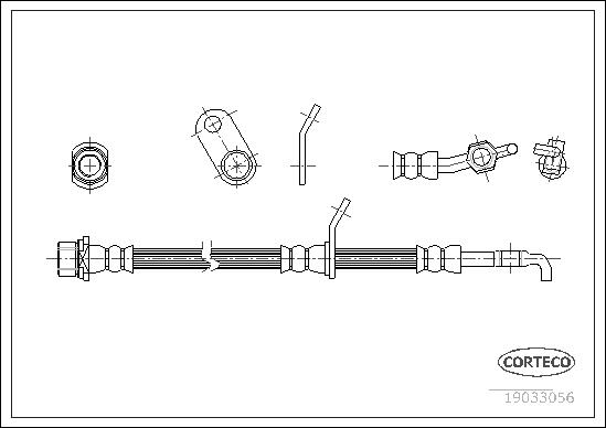 CORTECO Bremseslange 19033056 Bagaksel venstre for TOYOTA