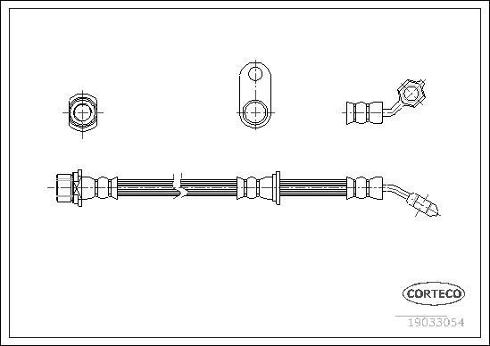 CORTECO Bremseslange 19033054 venstre foraksel for TOYOTA