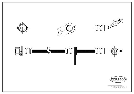 CORTECO Bremseslange 19033058 venstre foraksel for TOYOTA