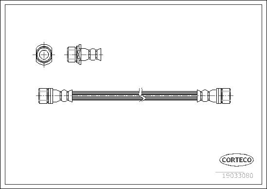 CORTECO Bremseslange 19033080 foraksel for TOYOTA