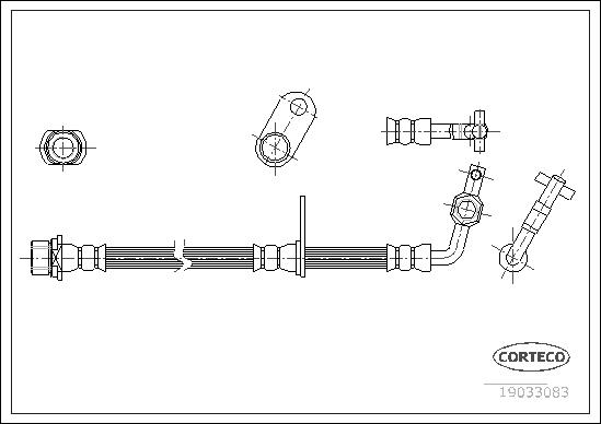 CORTECO Bremseslange 19033083 højre foraksel for TOYOTA