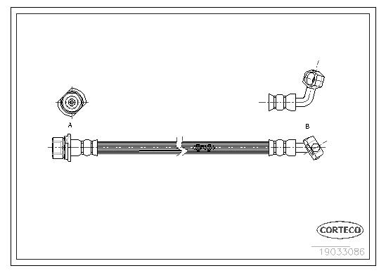 CORTECO Bremseslange 19033086 Bagaksel venstre for TOYOTA