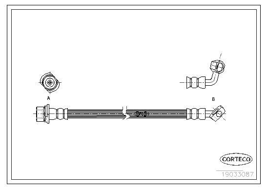 CORTECO Bremseslange 19033087 Bagaksel højre for TOYOTA