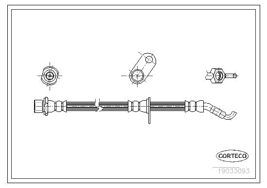 CORTECO Bremseslange 19033093 Bagaksel venstre for TOYOTA
