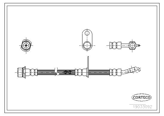 CORTECO Bremseslange 19033092 højre foraksel for TOYOTA