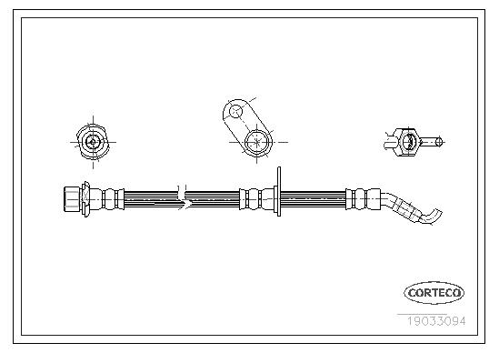 CORTECO Bremseslange 19033094 Bagaksel højre for TOYOTA