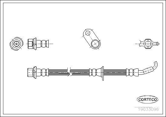 CORTECO Bremseslange 19033096 venstre foraksel for TOYOTA