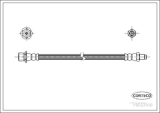 CORTECO Bremseslange 19033100 bagaksel for TOYOTA