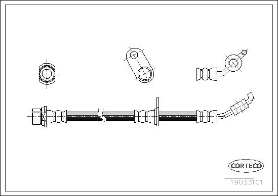 CORTECO Bremseslange 19033101 venstre foraksel for TOYOTA