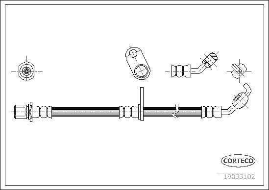 CORTECO Bremseslange 19033102 højre foraksel for TOYOTA
