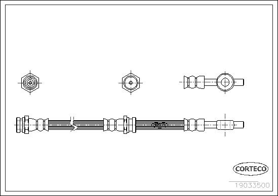 CORTECO Bremseslange 19033500 bagaksel for HYUNDAI