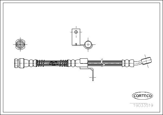 CORTECO Bremseslange 19033519 venstre foraksel for HYUNDAI