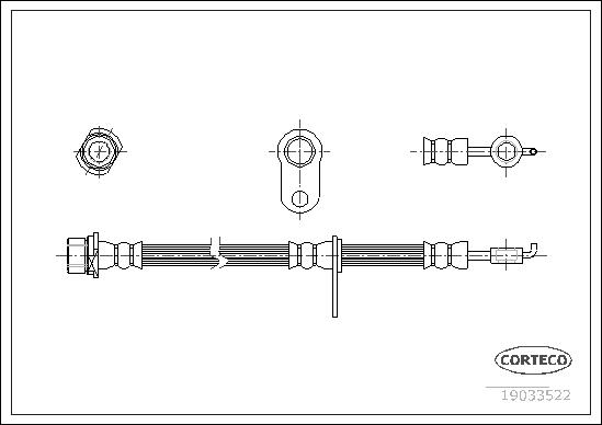 CORTECO Bremseslange 19033522 venstre foraksel for TOYOTA