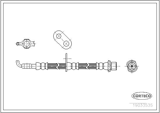 CORTECO Bremseslange 19033535 venstre foraksel for TOYOTA LEXUS