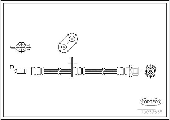 CORTECO Bremseslange 19033536 venstre foraksel for LEXUS