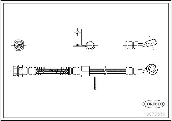 CORTECO Bremseslange 19033539 venstre foraksel for HYUNDAI