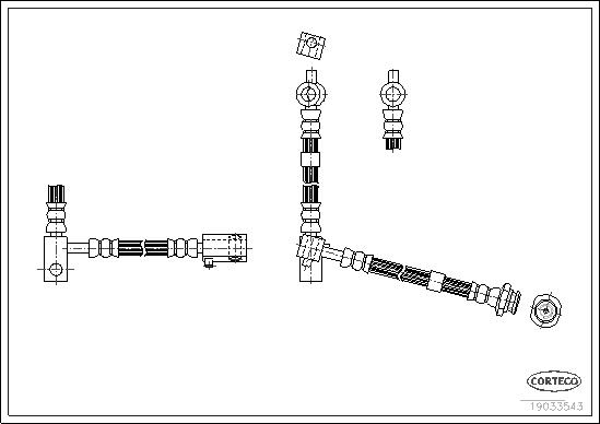 CORTECO Bremseslange 19033543 højre foraksel for NISSAN