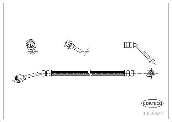 CORTECO Bremseslange 19033567 venstre foraksel for NISSAN