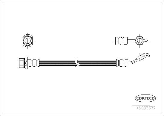CORTECO Bremseslange 19033577 bagaksel for TOYOTA