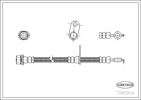 CORTECO Bremseslange 19033578 højre foraksel for TOYOTA
