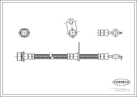 CORTECO Bremseslange 19033579 venstre foraksel for TOYOTA